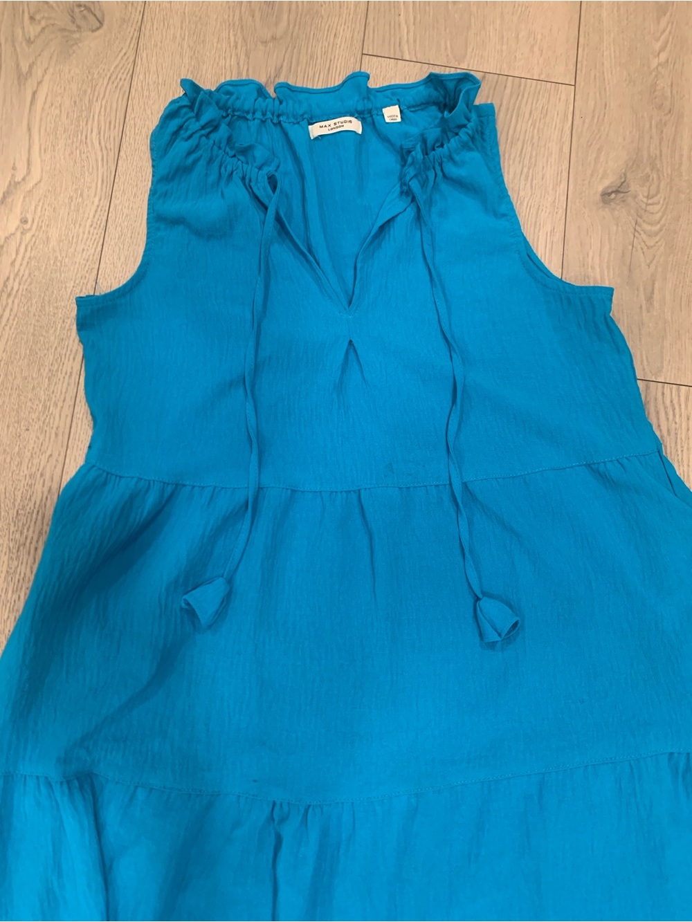 Max Studio Teal Sleeveless Midi Dress with Tassel Tie - Picture 2 of 5